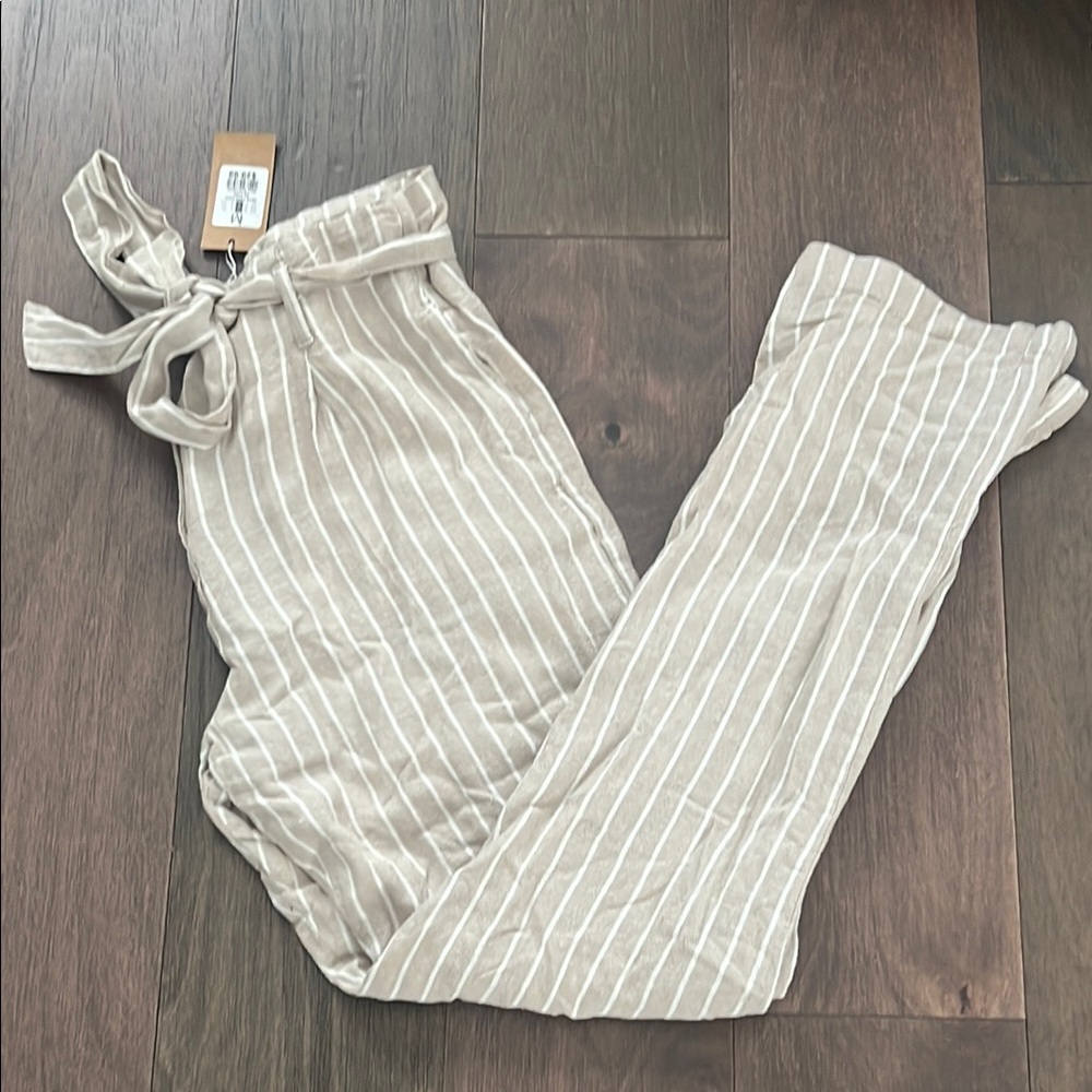 Revamped Tan and White Striped Trousers
